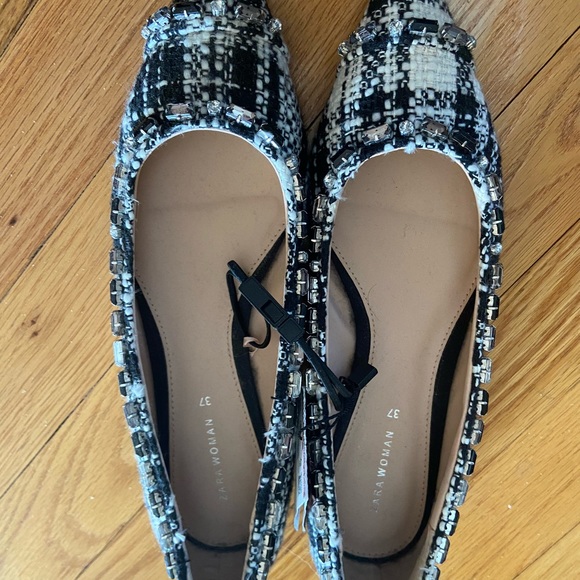 Zara Tweed Ballet Flats - Picture 2 of 6